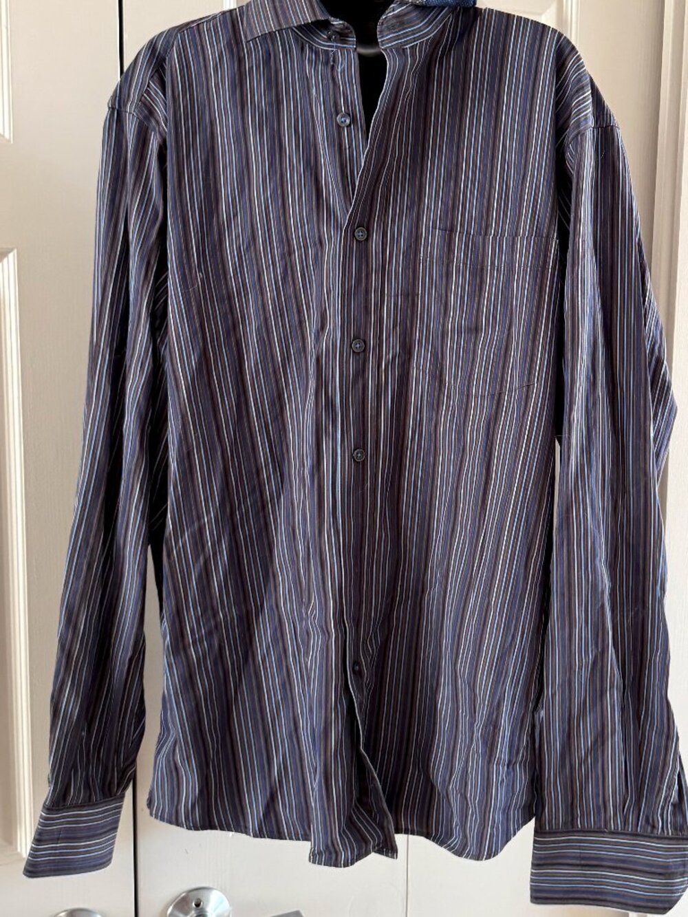 TailorByrd Mens Classic Fit Striped Button Down Shirt Long Sleeve Contrast Trim